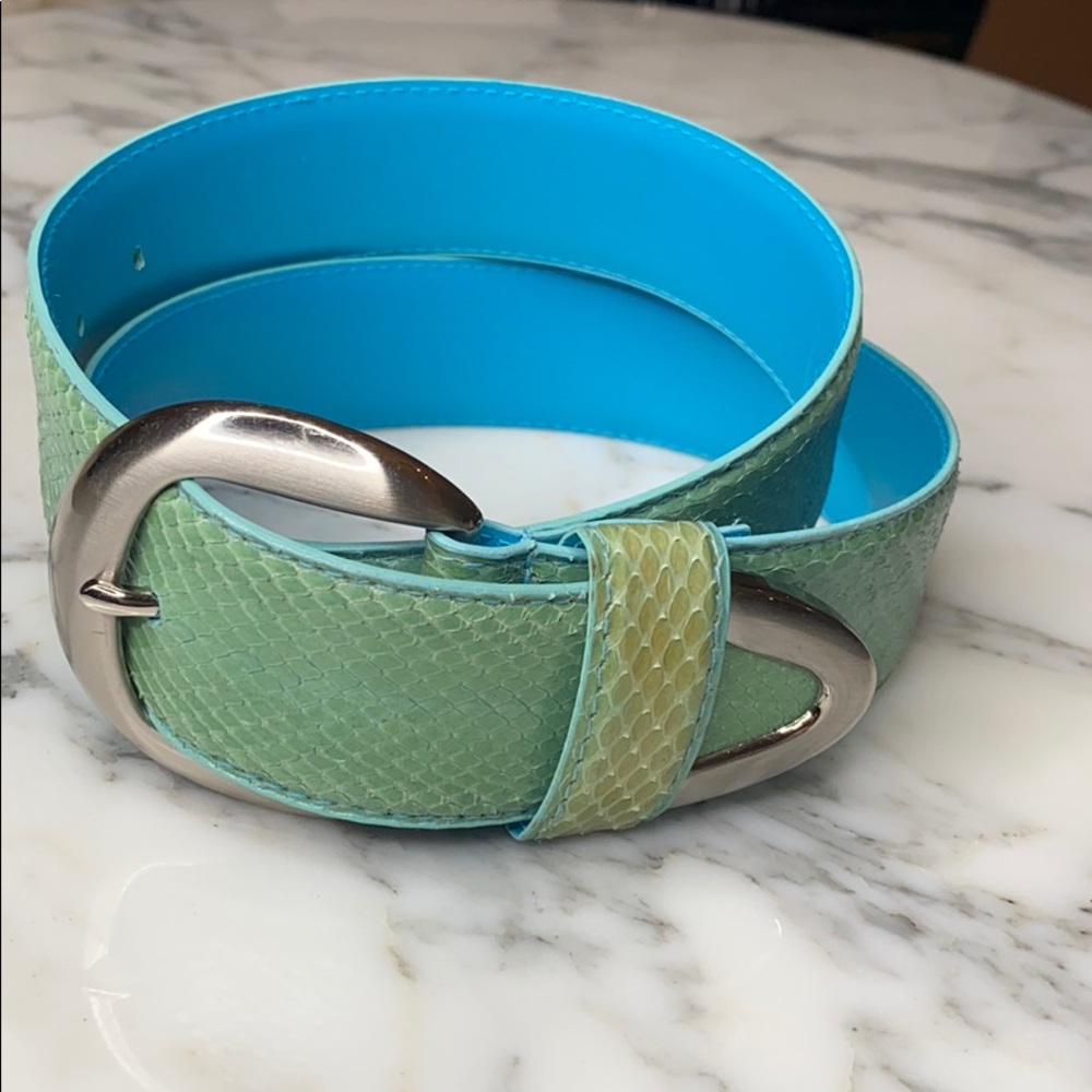 The Ritz Collection Aqua Snakeskin Belt